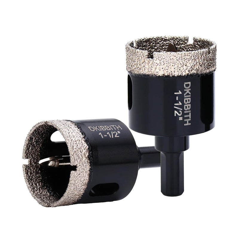 DKIBBITH 1 1/2" Diamond Hole-Saw Bits with Pilot Drill Bit - 1.5" Diamond Tipped Tile Hole Saws with Guiding Bit for Accurate Drilling, for Porcelain Tile Ceramic Pottery Granite Stone Glass Bottles 38mm - Image 1
